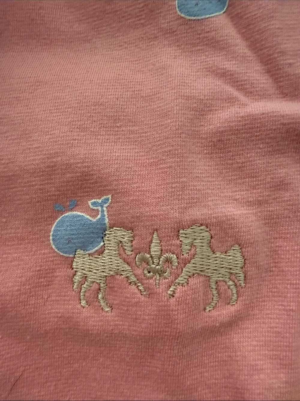 Equine Couture Girls' Pink Long-Sleeve Polo with Blue Whales. Sz S NWT - Picture 2 of 12